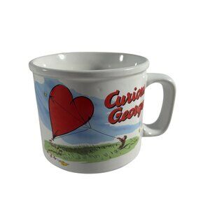 Vintage Universal Studios Curious George Coffee Soup Mug Heart Kite Monkey